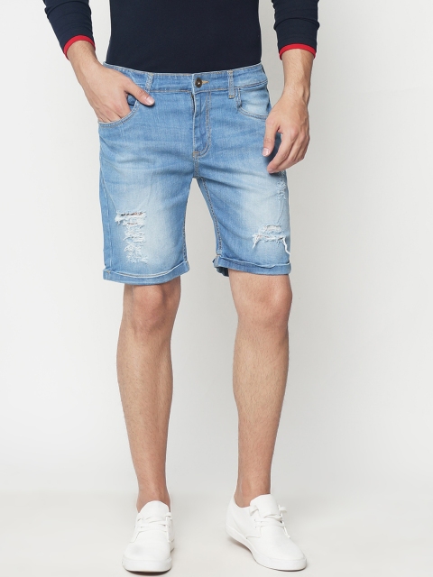 

IVOC Men Blue Washed Slim Fit Denim Shorts