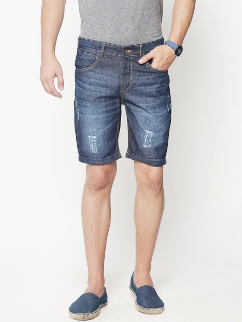 

IVOC Men Blue Washed Slim Fit Denim Shorts