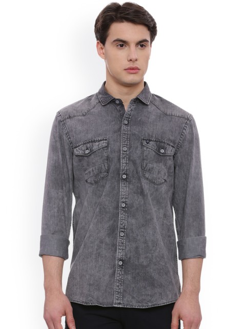 

Solly Jeans Co. Men Grey Regular Fit Faded Casual Shirt