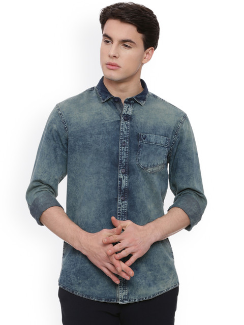 

Solly Jeans Co. Men Blue Regular Fit Faded Casual Shirt