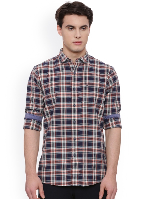 

Solly Jeans Co. Men Navy Blue & White Regular Fit Checked Casual Shirt