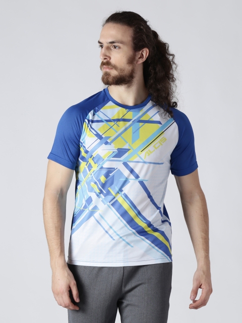 

Alcis Men Blue Printed Round Neck Slim Fit T-shirt