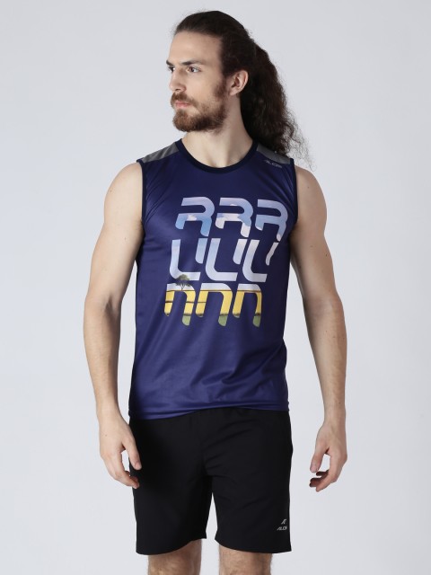 

Alcis Men Navy Blue Printed Round Neck Slim Fit T-shirt