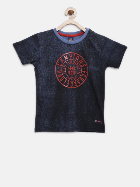 

FC Barcelona Boys Navy Printed Round Neck T-shirt, Navy blue