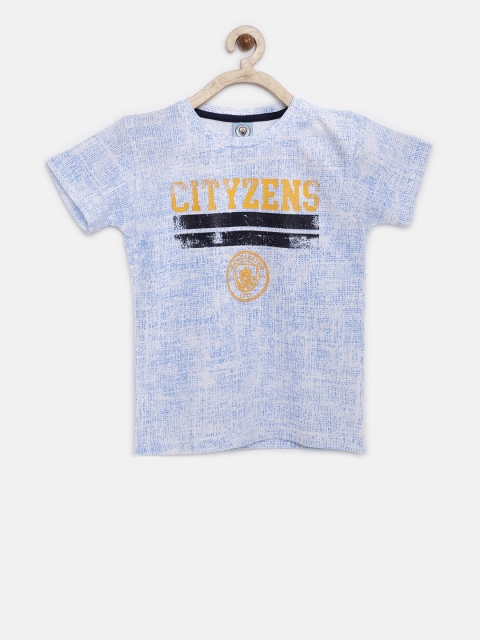 

Manchester City FC Boys White & Blue Printed Round Neck T-shirt