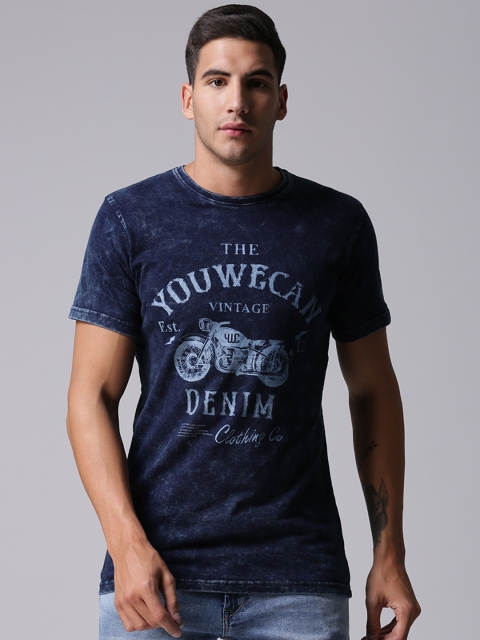 

YWC Men Blue Printed T-shirt