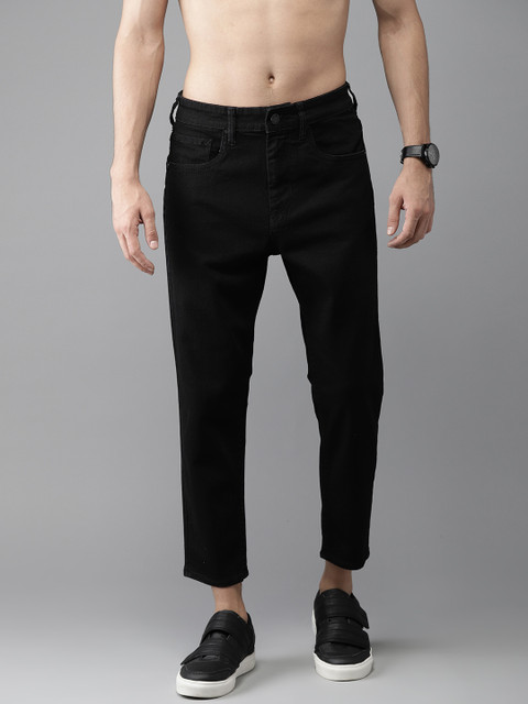 

Moda Rapido Men Black Straight Fit Mid-Rise Cropped Clean Look Stretchable Jeans