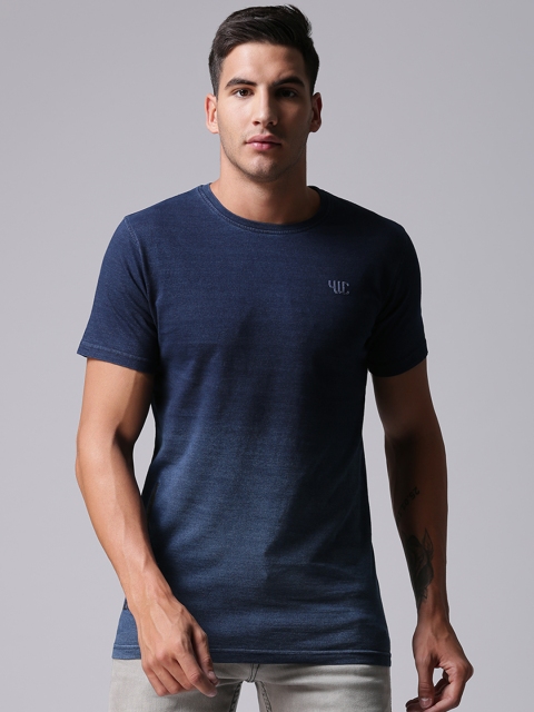 

YWC Men Navy Blue Dyed Round Neck T-shirt