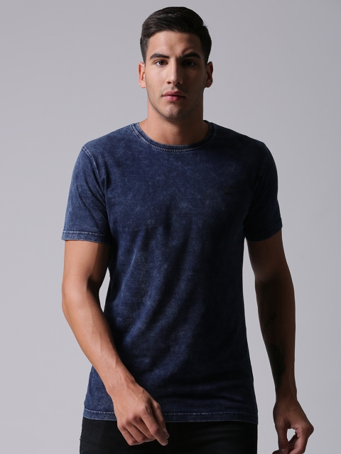 

YWC Men Navy Blue Dyed Round Neck T-shirt
