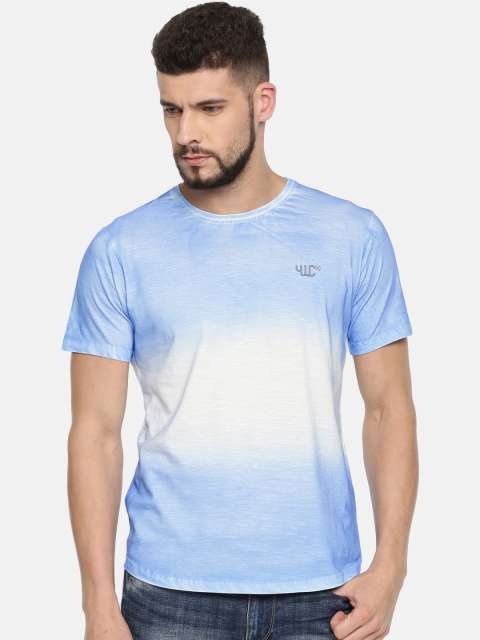 

YWC Men Blue Dyed Round Neck T-shirt
