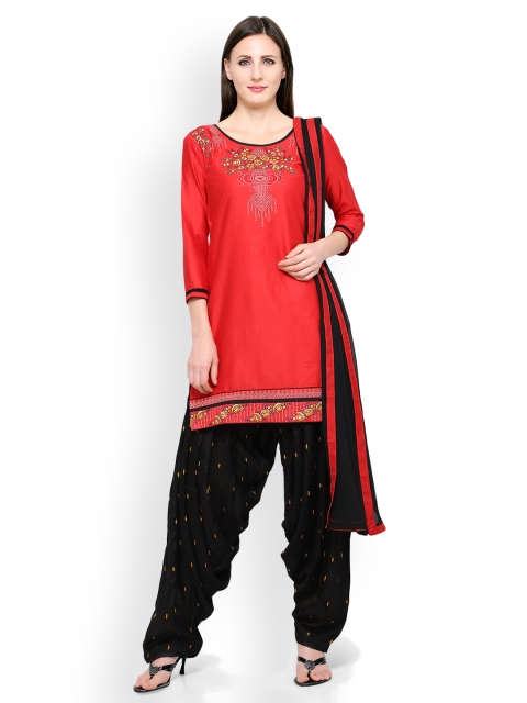 

Kvsfab Red & Black Pure Cotton Unstitched Dress Material