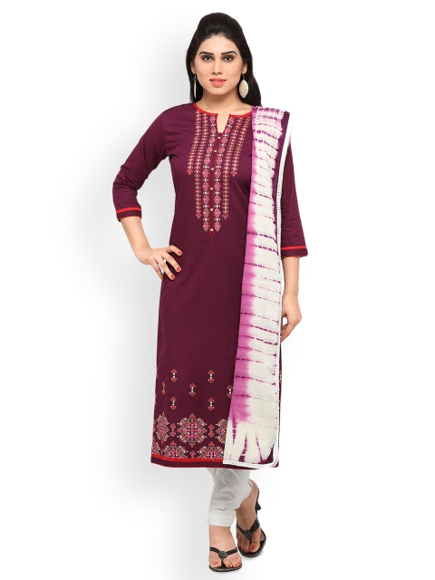 

Kvsfab Purple & White Cotton Blend Unstitched Dress Material