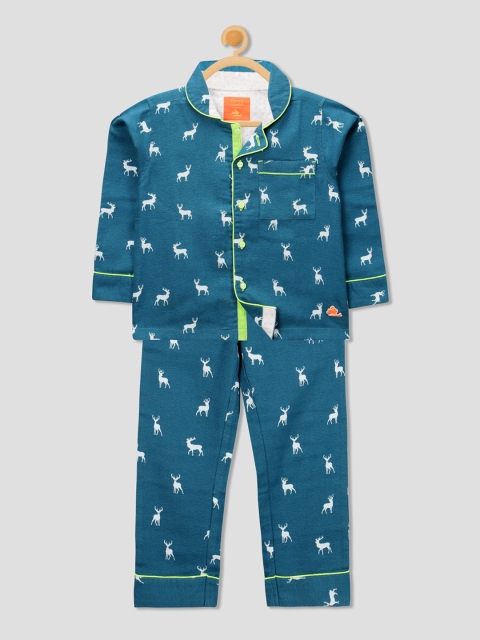 

Cherry Crumble Unisex Teal Printed Night Suit WS-NSUIT-1330