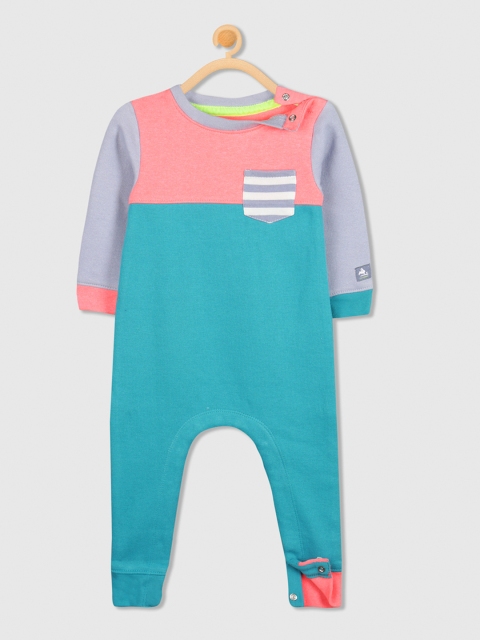 

Cherry Crumble Kids Blue & Pink Colourblocked Rompers
