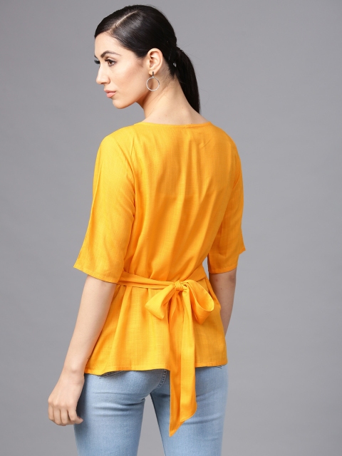 

AKS Women Yellow Solid Top