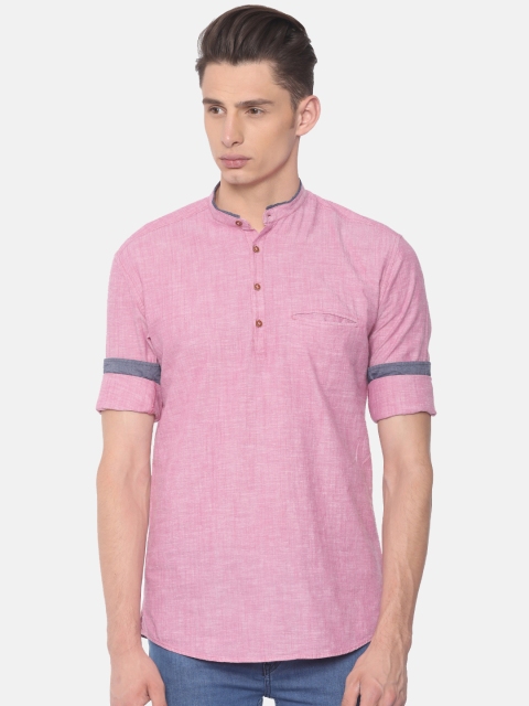 

British Club Men Pink Solid Straight Kurta