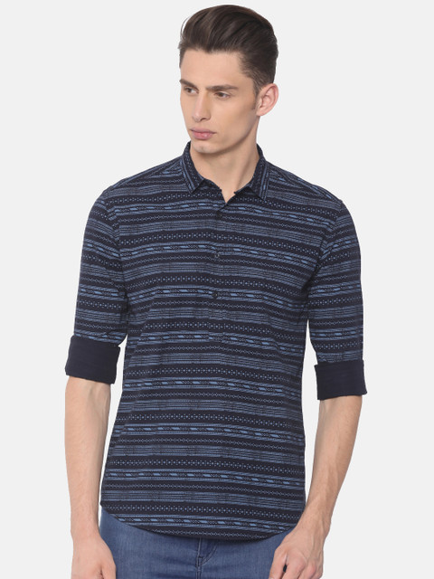 

British Club Men Navy Printed Straight Kurta, Navy blue
