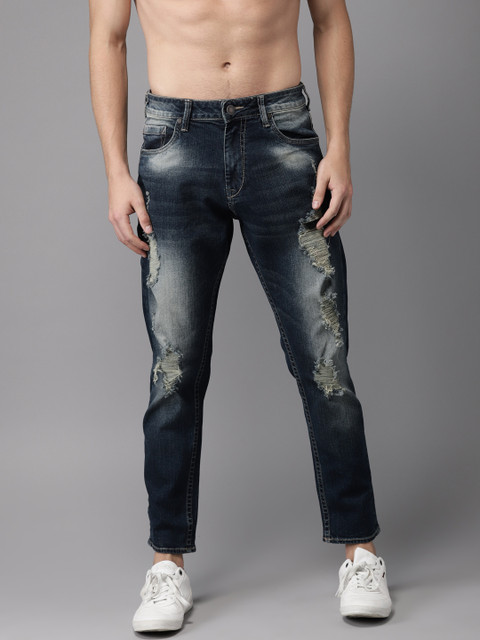 

Moda Rapido Men Blue Slim Fit Mid-Rise Mildly Distressed Cropped Jeans