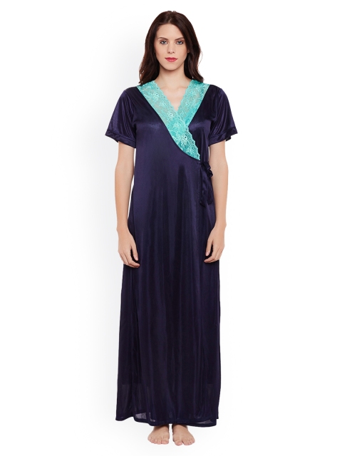 

Clovia Pack Of 2 Navy Blue Nightdress With Robe Set SN0850P08