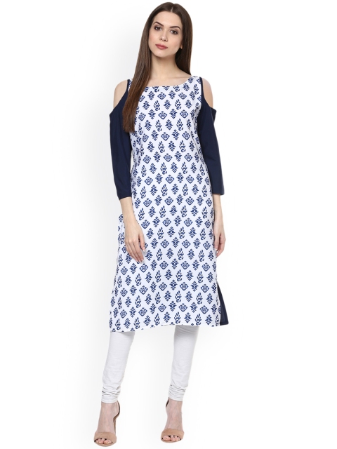 

ZIYAA Women Blue Printed Straight Kurta