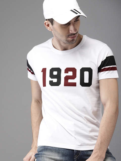 

HERE&NOW Men White Printed Round Neck T-shirt