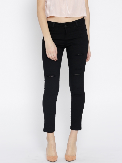 

Xpose Women Black Slim Fit Mid-Rise Mildly Distressed Stretchable Jeans