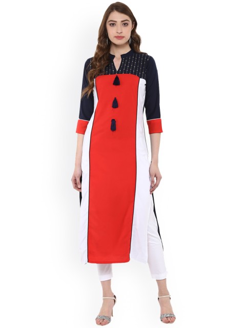 

ZIYAA Women Red & Black Printed Straight Kurta