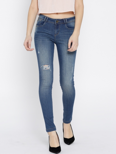 

Xpose Women Blue Slim Fit Mid-Rise Low Distress Stretchable Jeans