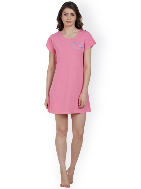 

Blush by PrettySecrets Pink Solid Nightdress BAW0817NW81