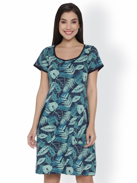 

Clovia Blue Printed Nightdress SN0994M08