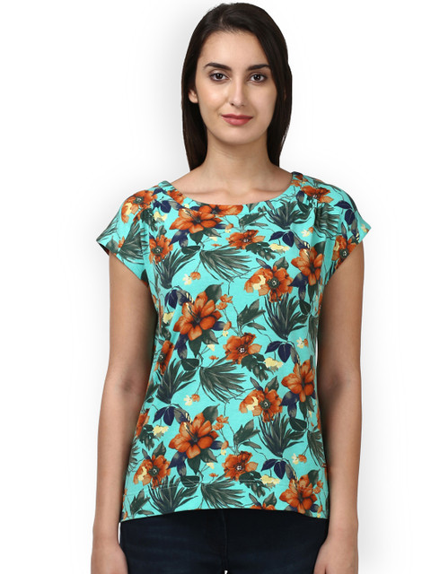 

Park Avenue Women Green Printed Round Neck T-shirt