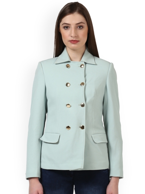 

Park Avenue Women Green Solid Tailored Jacket