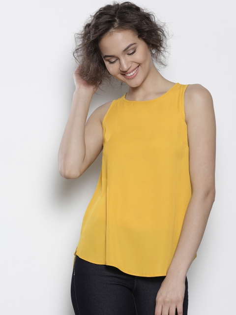 

DOROTHY PERKINS Women Mustard Yellow Solid High-Low Top