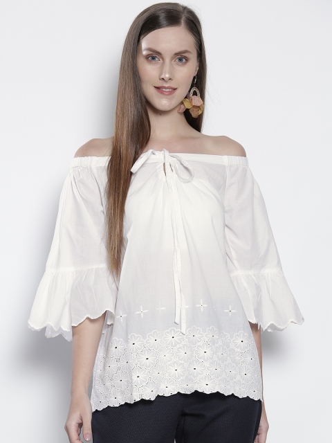 

DOROTHY PERKINS Women White Solid Bardot Top