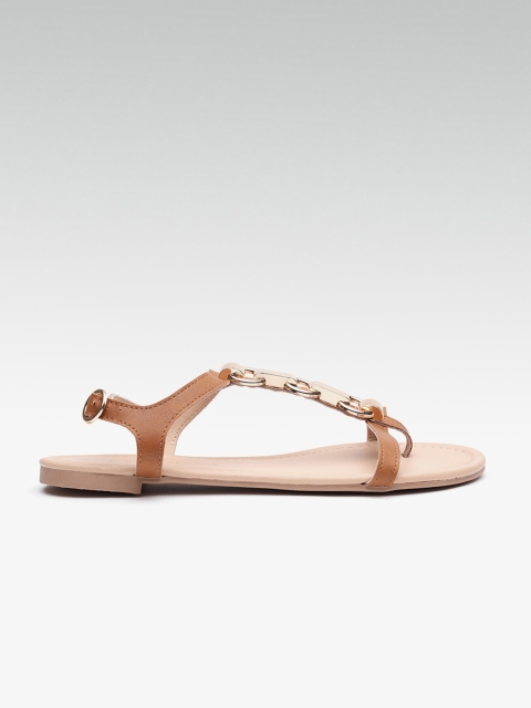 

DOROTHY PERKINS Women Brown Solid Open Toe Flats