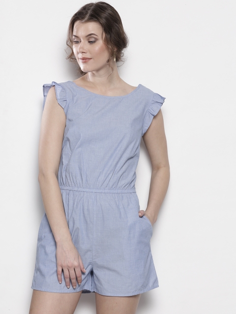 

DOROTHY PERKINS Blue Solid Chambray Playsuit