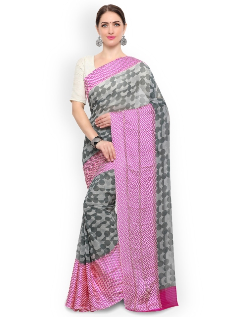 

Satrani Grey & Violet Poly Georgette Printed Saree
