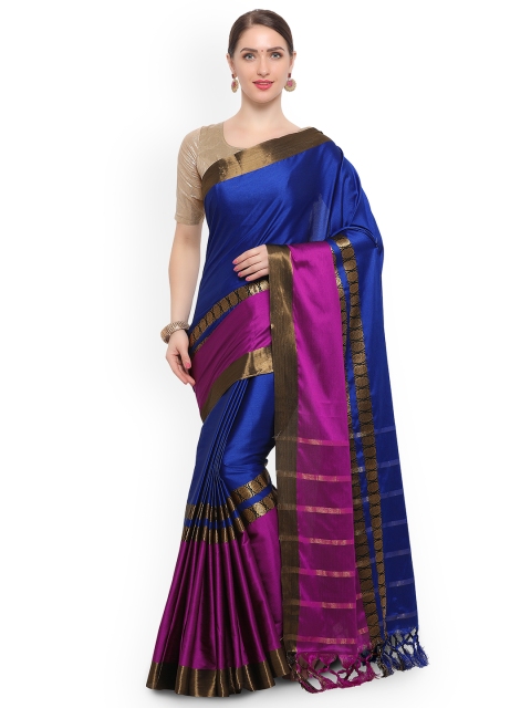 

Satrani Blue & Pink Poly Silk Printed Saree