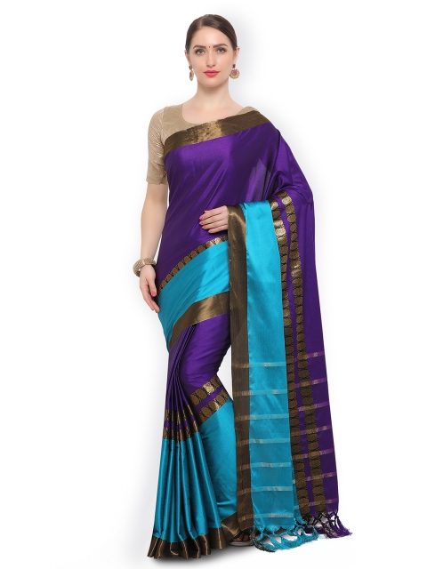 

Satrani Purple & Blue Poly Silk Printed Saree