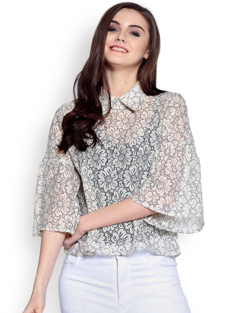 

Abiti Bella Women Blue Printed Sheer Top