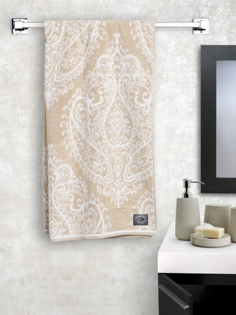 

CHRISTY Beige & White Paisley Patterned Cotton 600 GSM Bath Towel