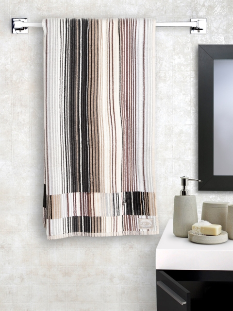 

CHRISTY Brown & Off-White Striped Cotton 550 GSM Bath Towel