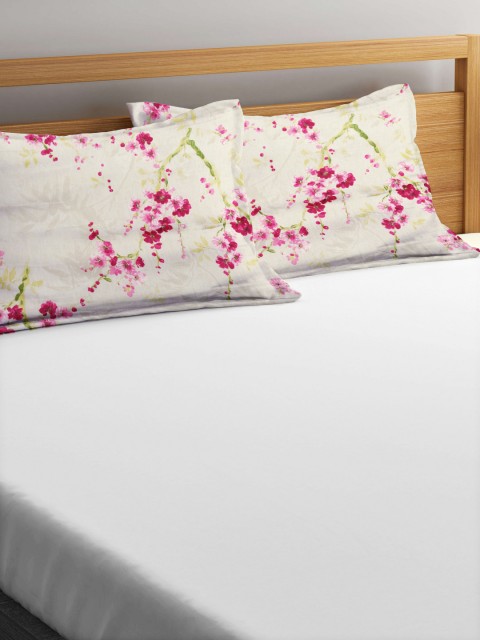 

CHRISTY Set of 2 Grey & Pink Floral Print 20"x 29.5" Rectangular Pillow Covers