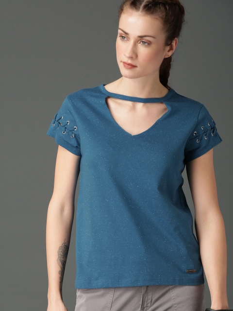 

Roadster Women Teal Solid Top