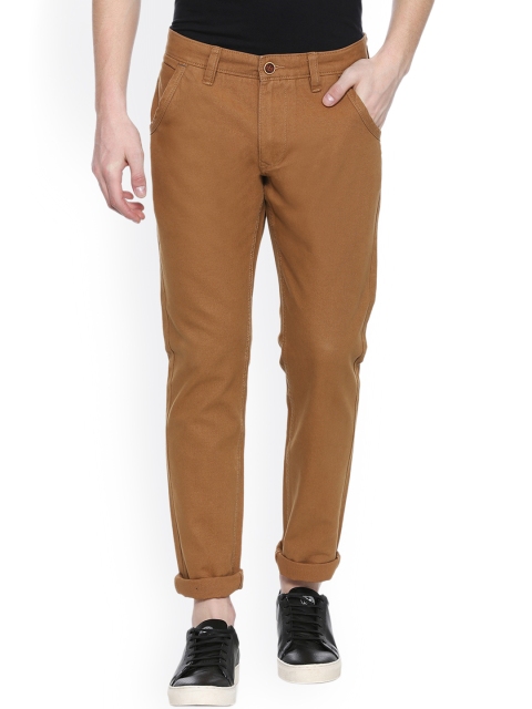 

People Men Brown Regular Fit Solid Regular Trousers