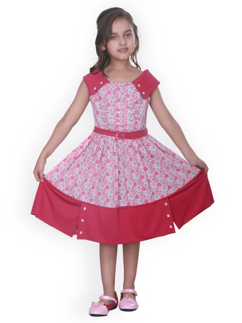 

CUTECUMBER Girls Pink Printed A-Line Dress
