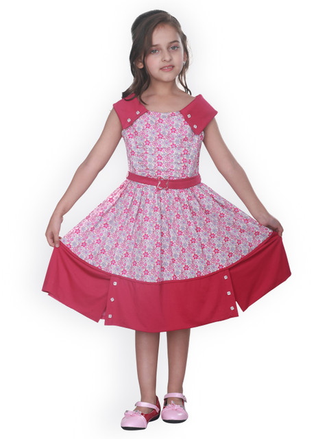

CUTECUMBER Girls Pink Printed A-Line Dress