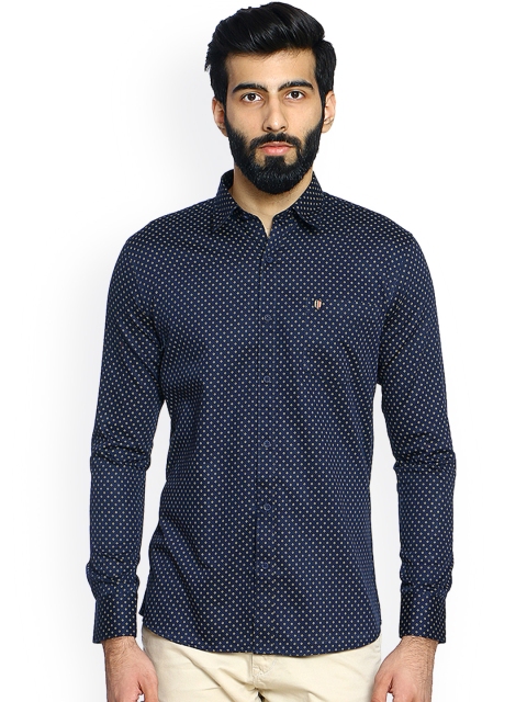 

Duke Men Navy Blue Comfort Slim Fit Printed Casual Shirt