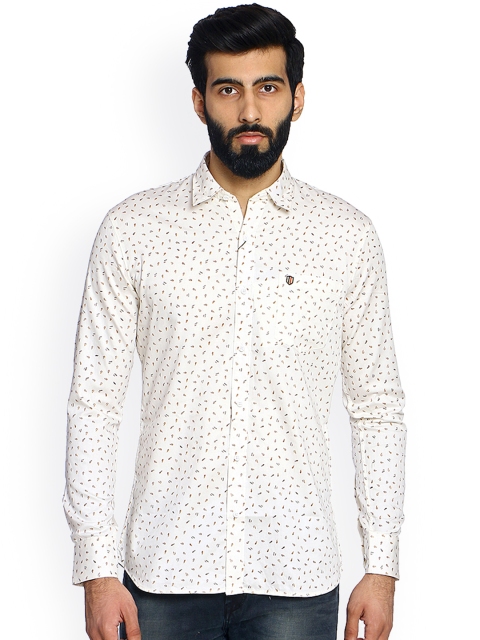 

Duke Men White Comfort Slim Fit Printed Casual Shirt