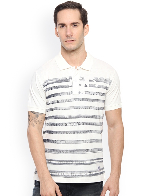 

Duke Men Off-White Solid Polo Collar T-shirt